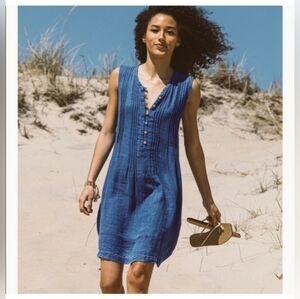 NWT Faherty Isha Indigo Dyed Organic Cotton Shift Dress XL